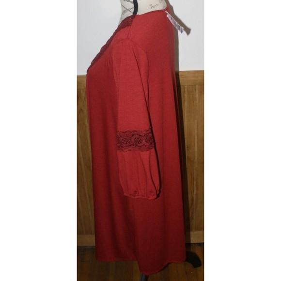 Just Found Crochet Trim V-Neck 3/4 Sleeves Knee Length Pullover Dress  Sz 2X NWT - Picture 6 of 8